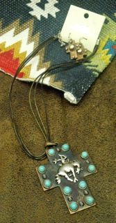 Necklace and earings.